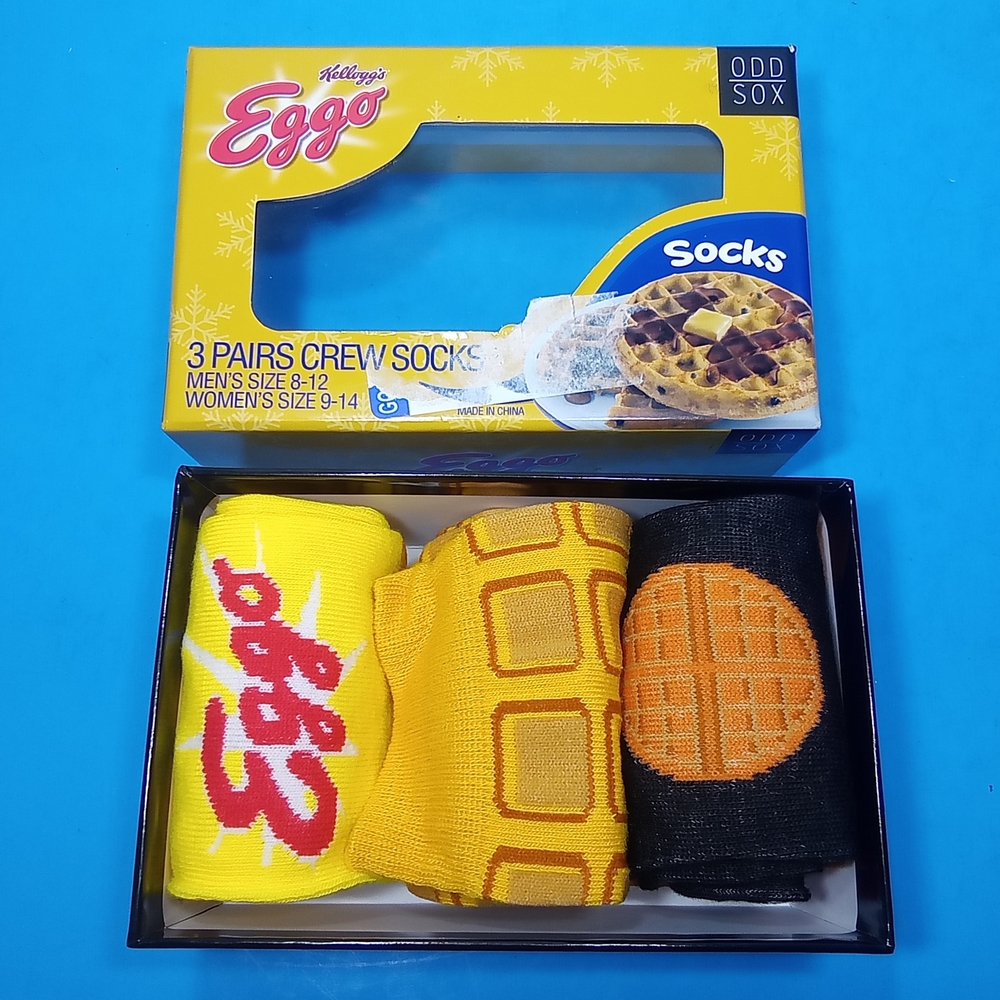 Eggo Themed Men's Crew Socks - Yellow, Black